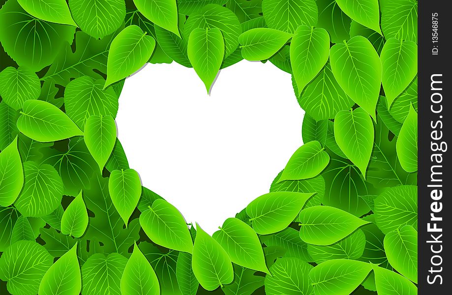 An illustration of love shaped with leaves. An illustration of love shaped with leaves