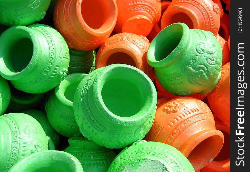 Coloured Clay Pots