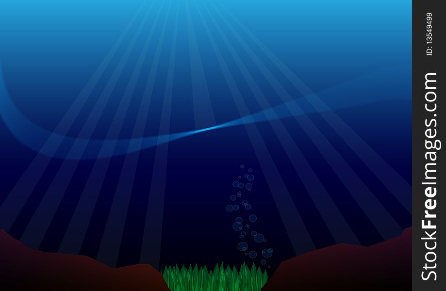 Abstract illustration of the seabed with sun lines. Abstract illustration of the seabed with sun lines