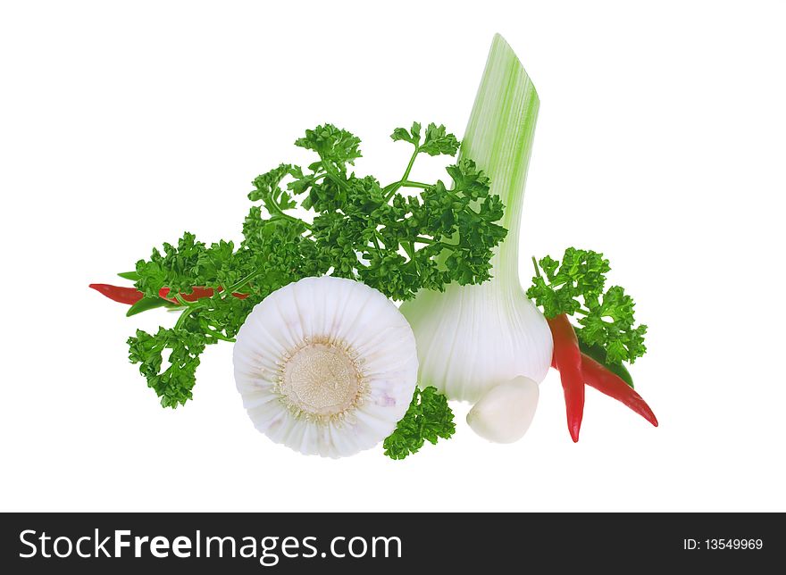 Fresh garlic, parsley and chilli peper