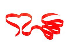 Red Ribbon In Heart Shape Royalty Free Stock Photography