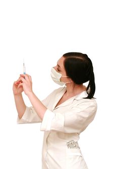 Young Woman Doctor With A Syringe Royalty Free Stock Images Young Woman Doctor With A Syringe Royalty Free Stock Images
