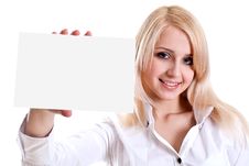 Young Business Woman With Business Card Stock Images