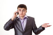 Handsome Young Businessman Talking On The Phone Stock Photography Handsome Young Businessman Talking On The Phone Stock Photography