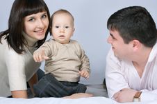 Happy Family - Father, Mother And Baby Royalty Free Stock Photo