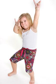Little Girl Dancing Over White Royalty Free Stock Image