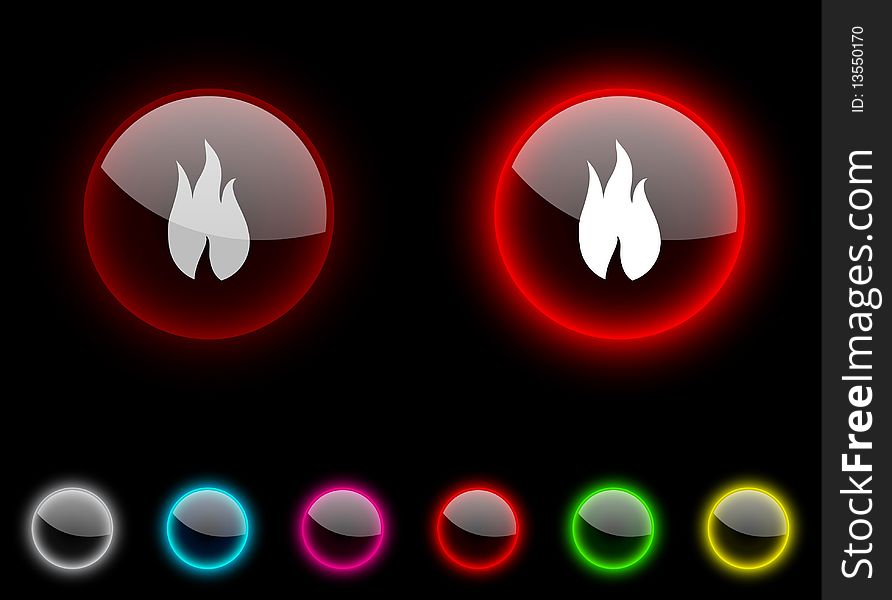 Fire realistic icons. Empty buttons included. Fire realistic icons. Empty buttons included.