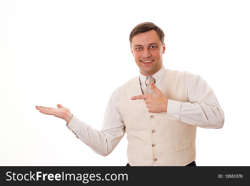 Business man standing on white background. Business man standing on white background