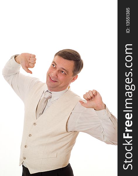Businessman Standing On White Background
