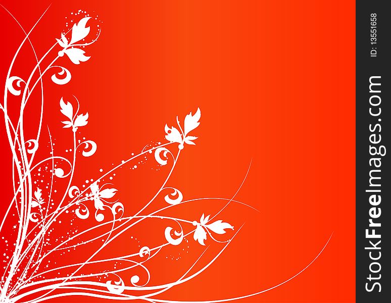 Drawing of white flower texture in a red background