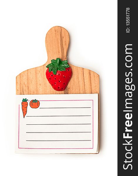 Lined kitchen notepad on white background with soft shadow. Lined kitchen notepad on white background with soft shadow