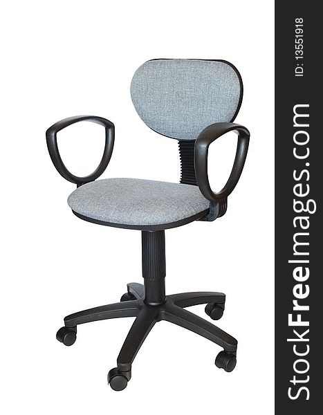 Modern gray swivel chair isolated on white with clipping path