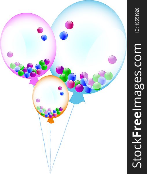 Depicted bright festive balloons at children's festival. Depicted bright festive balloons at children's festival