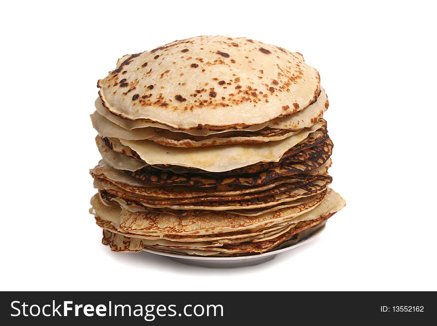 Fried pancakes isolated on a white background