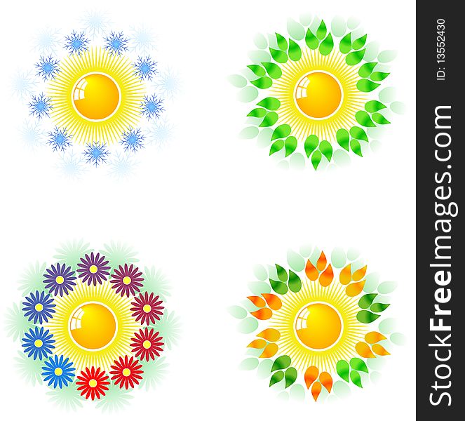 Set of icons on the seasons theme