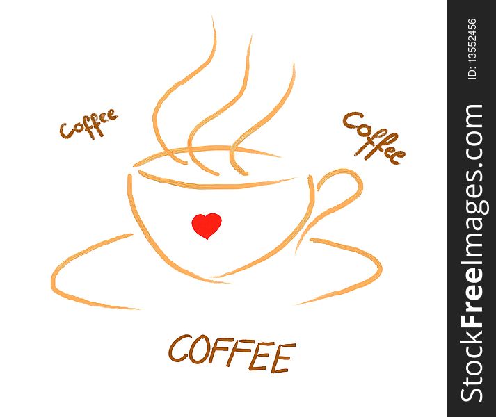 Cup of coffee with heart. Cup of coffee with heart