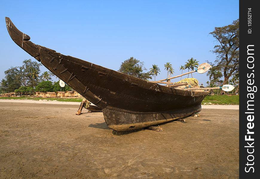 Wooden boat on the beach