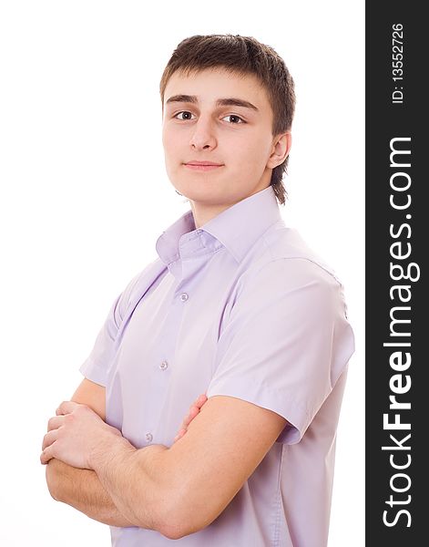 Cute teenager standing against a white background. Cute teenager standing against a white background