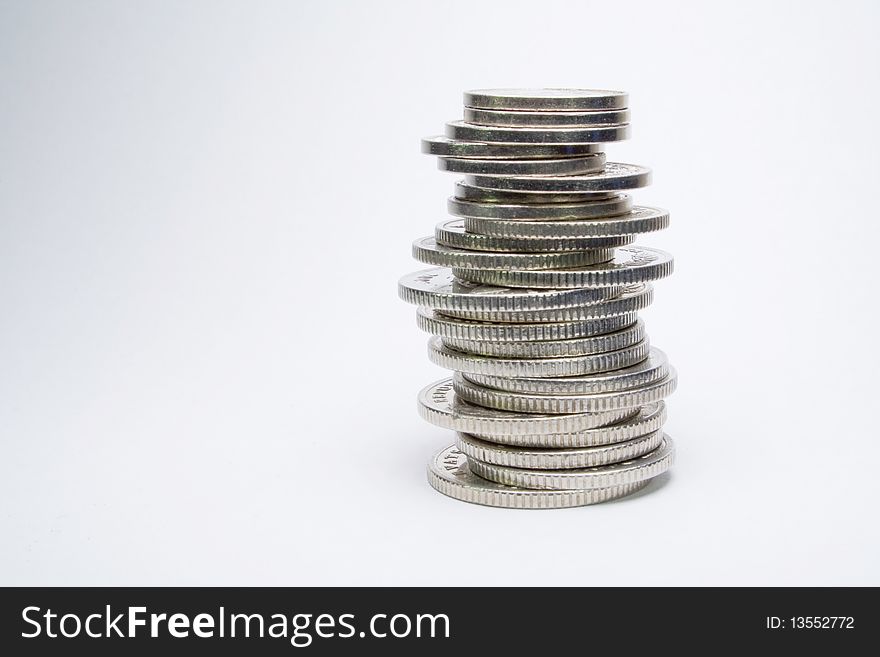 Coins stack isolated on white background