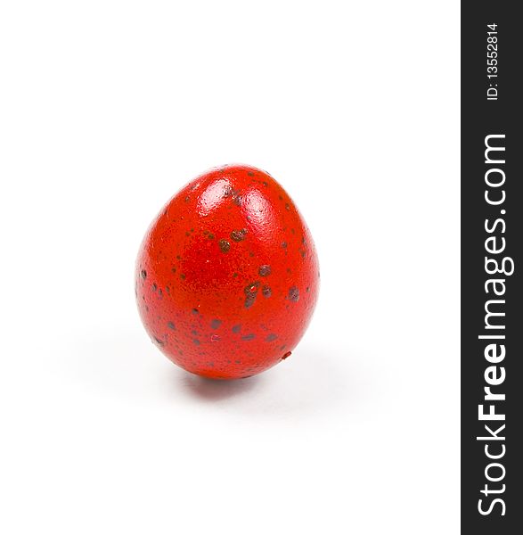 One red easter egg on white background