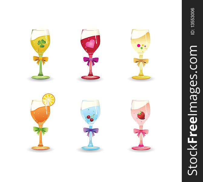 Set of colorful wine icons