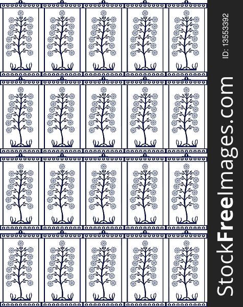 Illustration drawing of blue tree seamless pattern. Illustration drawing of blue tree seamless pattern