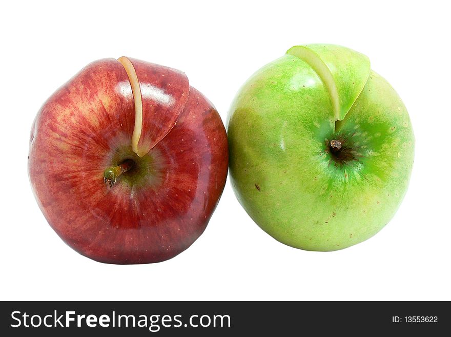 Two apples isolated on the white background