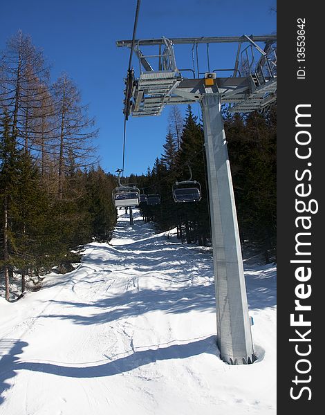 Chairlift at a ski resort in Valtellina. Chairlift at a ski resort in Valtellina