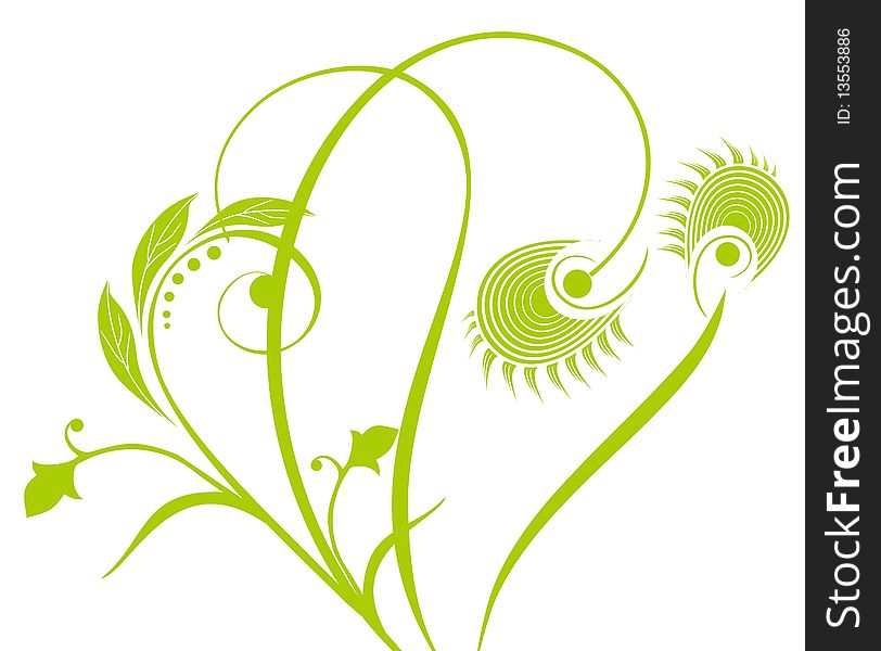 Illustration drawing of beautiful green flower pattern
