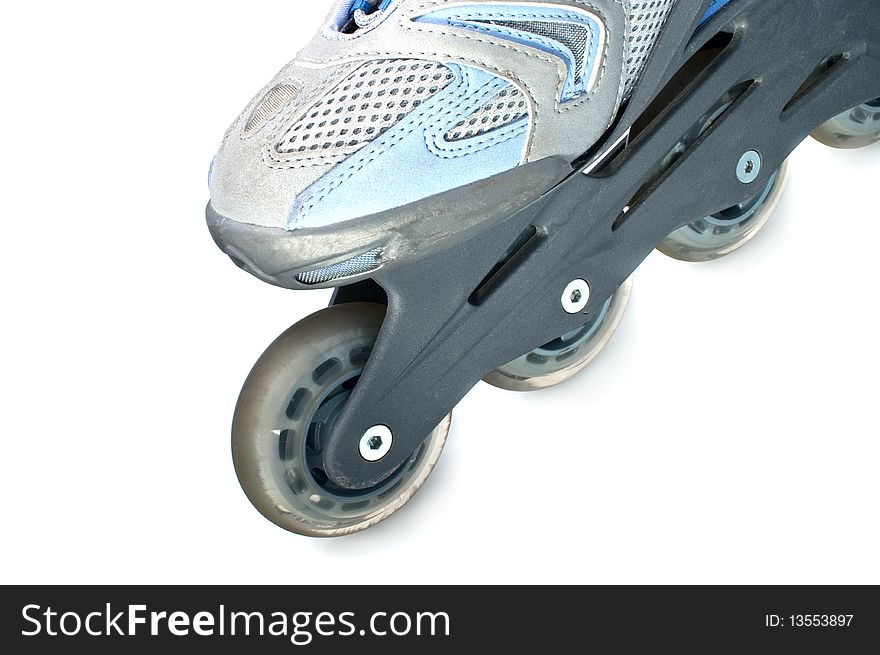 Close up of an inline skate, isolated on white. Close up of an inline skate, isolated on white.