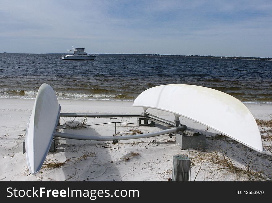 Sailboat beached waiting for summer fun