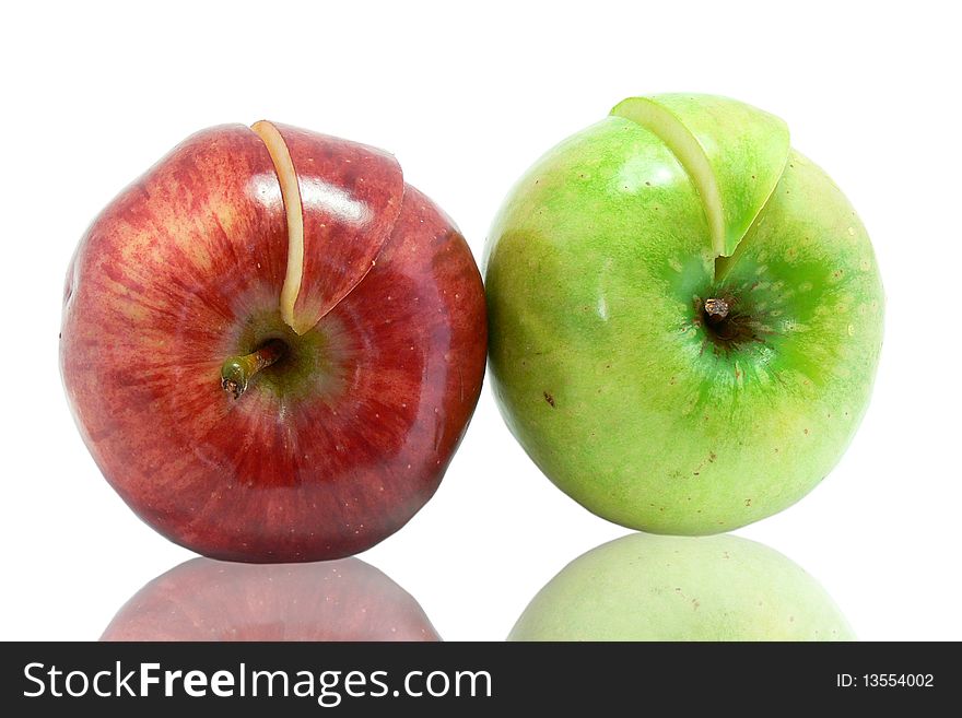 Two apple isolated on the white background. Two apple isolated on the white background