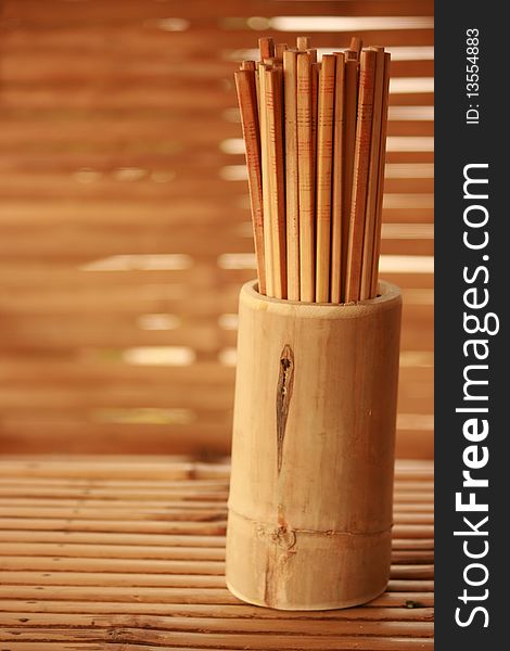 A bamboo and wooden mat