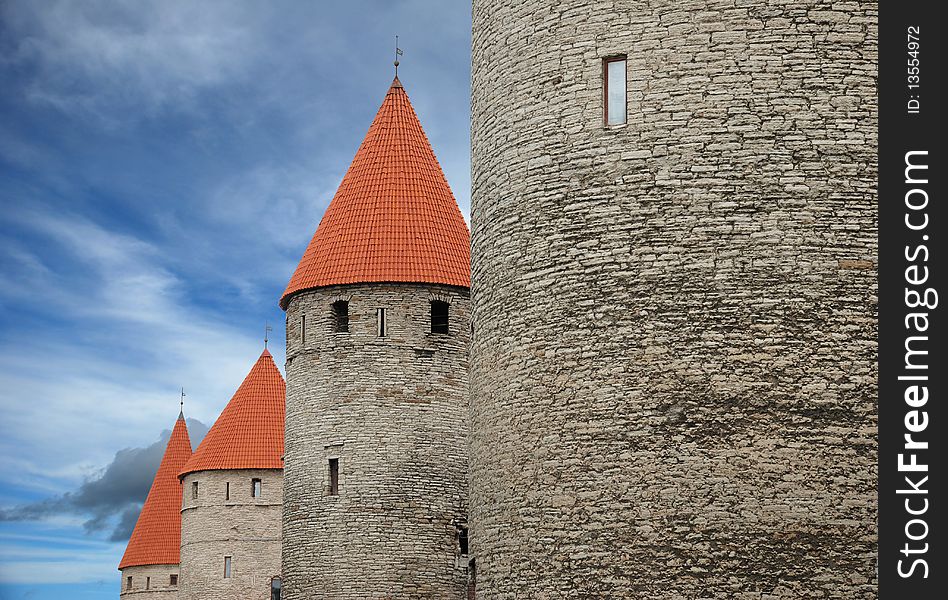 Medieval watchtowers in Old Tallinn, Estonia. Medieval watchtowers in Old Tallinn, Estonia.