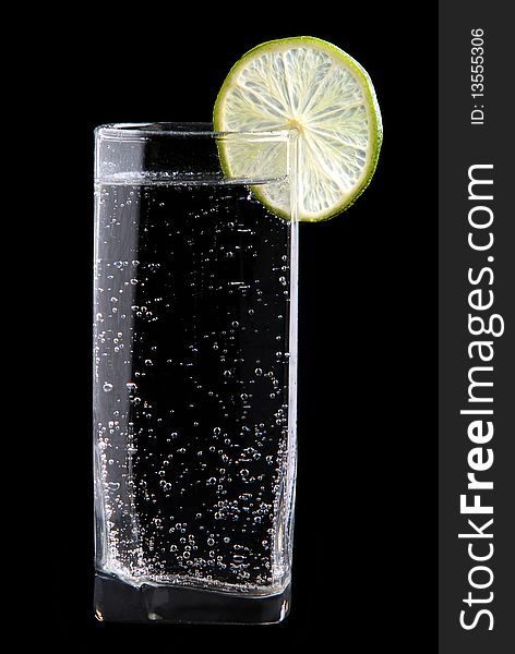 Glass Of Sparkling Water With Lime