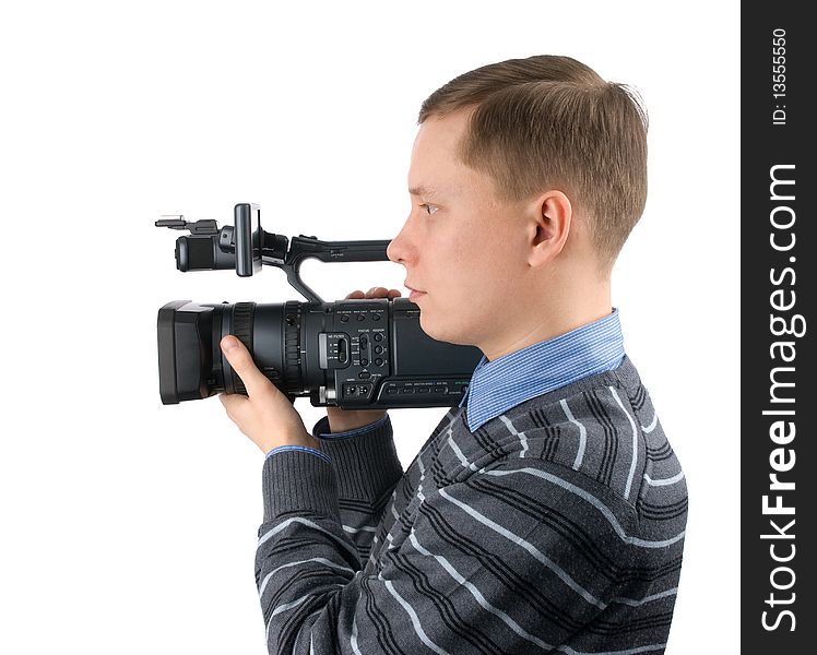 Cameraman isolated on a white background