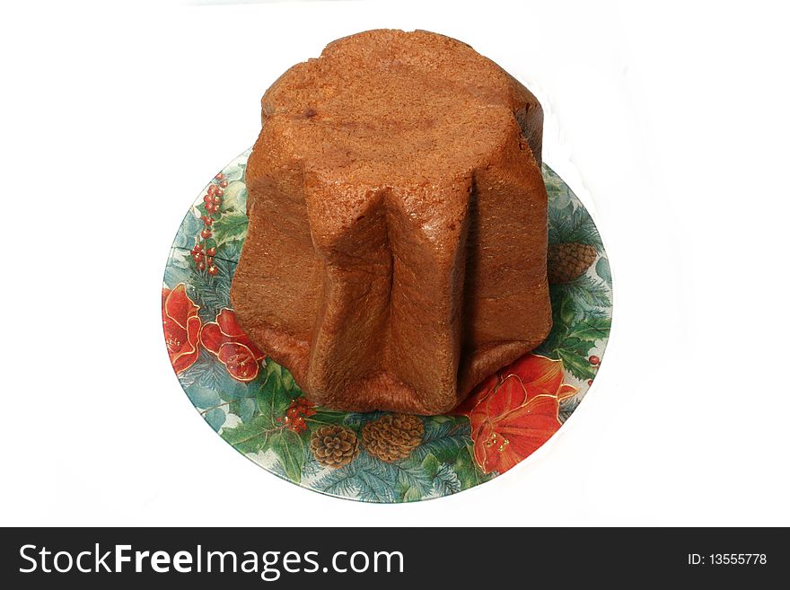 Close up of a typical Italian Christmas cake called Pandoro
