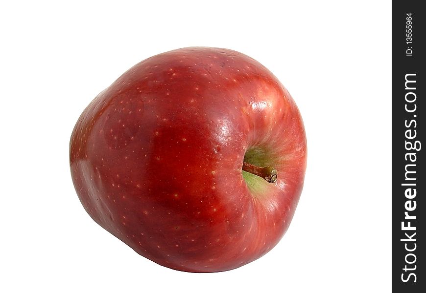 Red, ripe apple on a white background. Red, ripe apple on a white background.