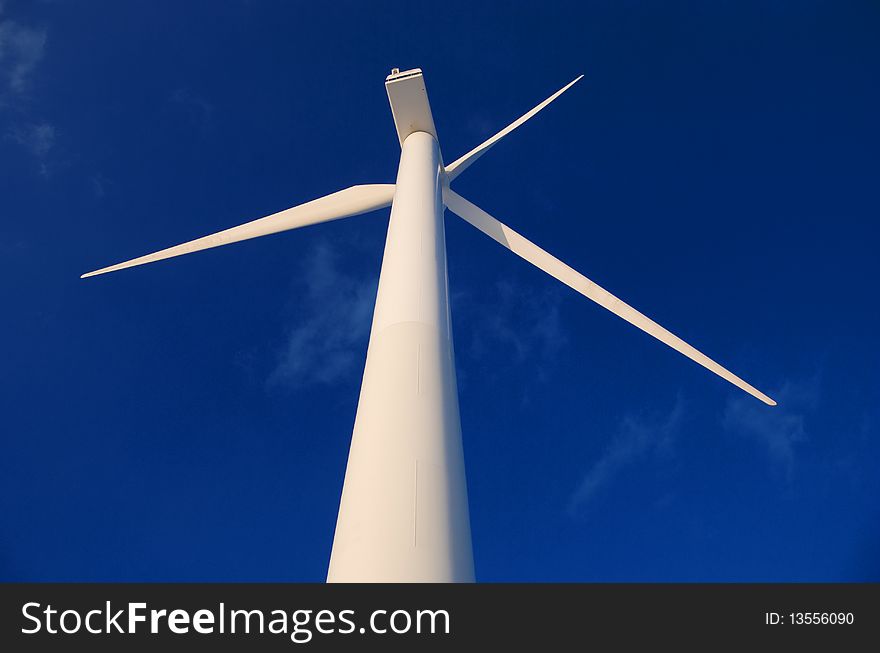 Wind Turbine-blue Sky Background