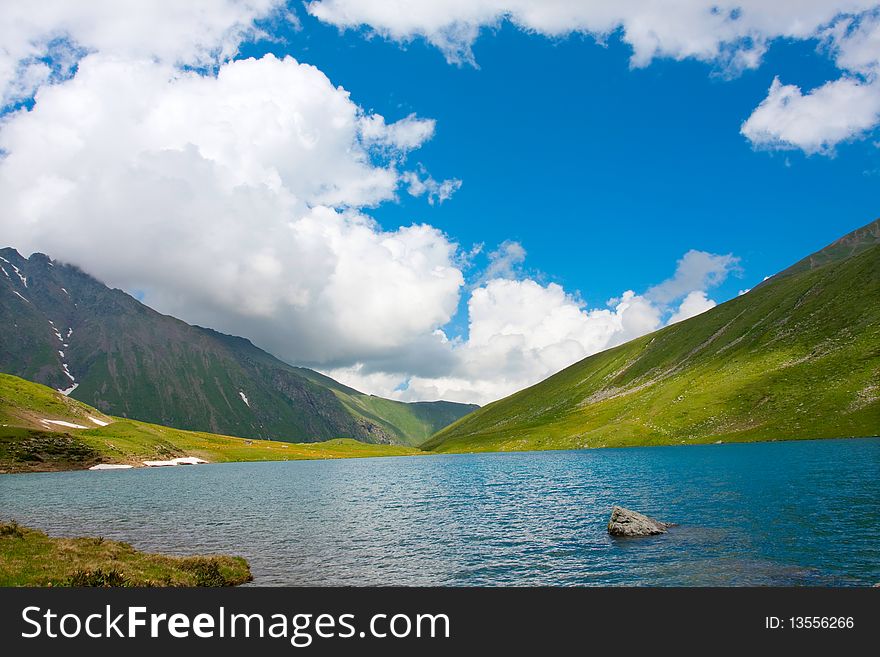 Beautiful lake in Caucasus mountain