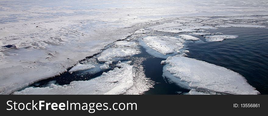 Lake Baikal. Spring. Close up.