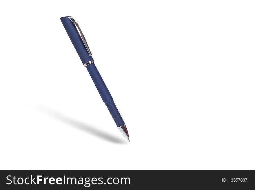 Blue isolated pen at white