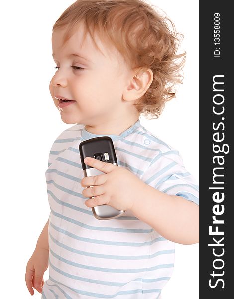 Lovely little boy with phone