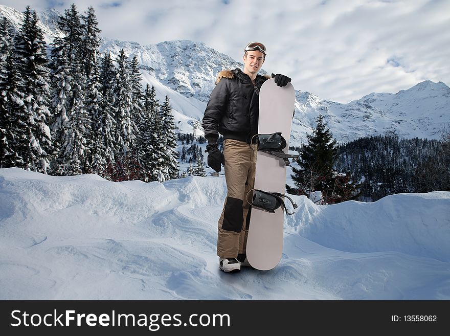 Portrait of a young snowboarder