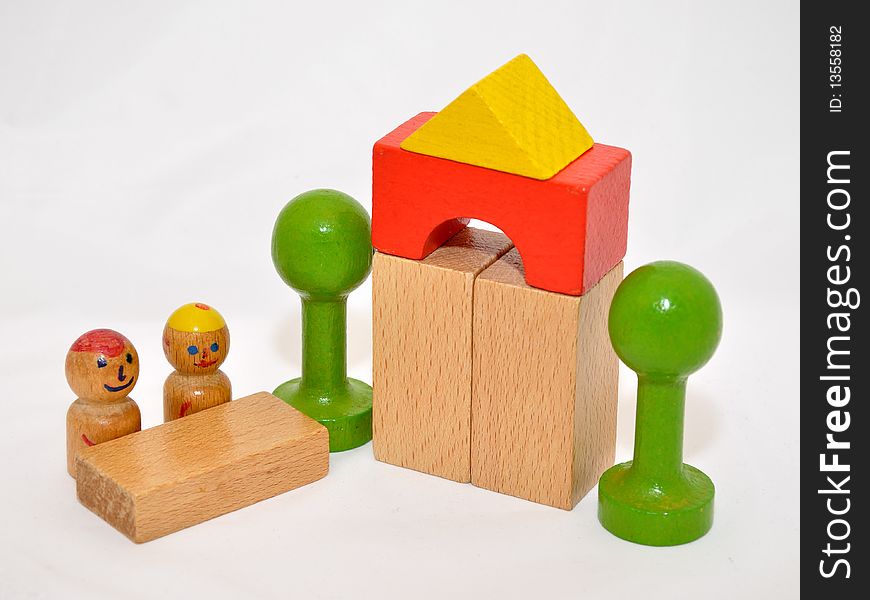 Colorful wooden blocks - small castle. Colorful wooden blocks - small castle.