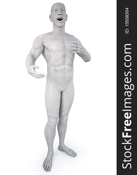 Singing statue of a man. with clipping path.