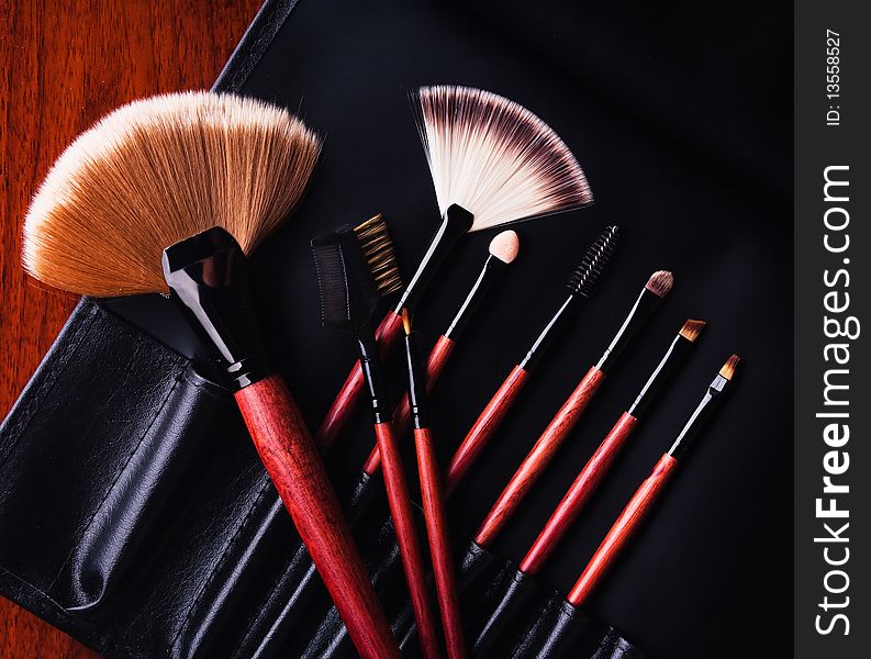 Set of makeup brushes