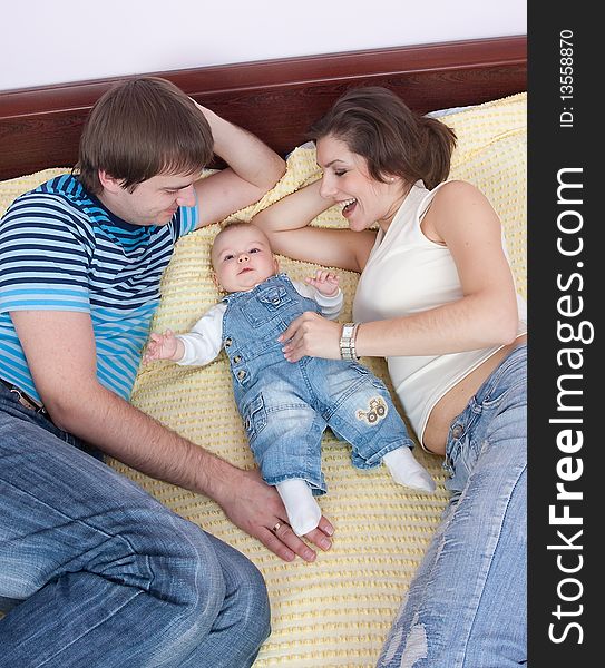 Family happy sitting on the sofa. Family happy sitting on the sofa