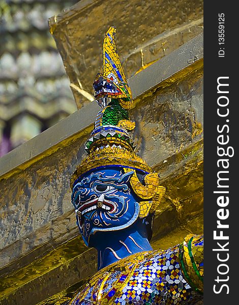 Detailphoto of mytological creature at the Grand Palace, Bangkok. Detailphoto of mytological creature at the Grand Palace, Bangkok