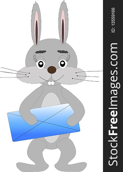 Funny rabbit holding the letter